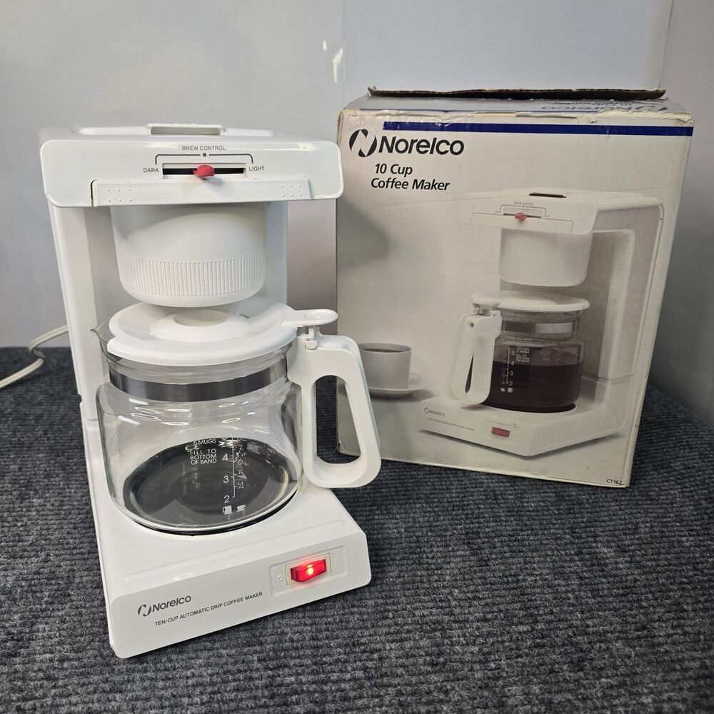 Norelco 10 Cup Drip Coffee Maker CT162 1988 Vintage Dial-A-Brew Made in USA